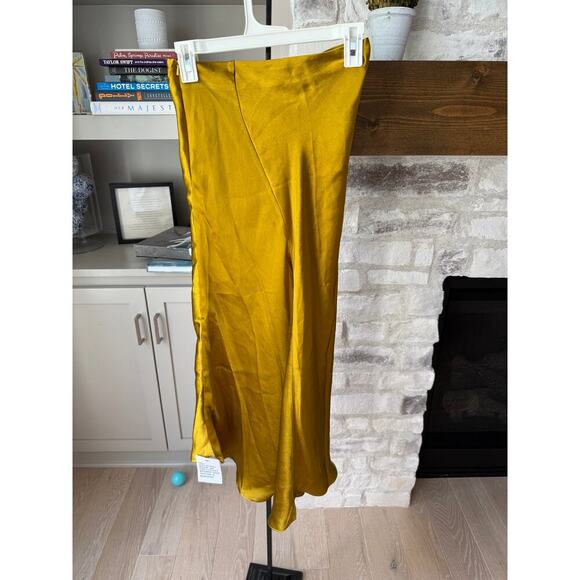 Topshop Women's Yellow Leopard Asymmetric Fishtail Midi Skirt Size 2 - Picture 6 of 8